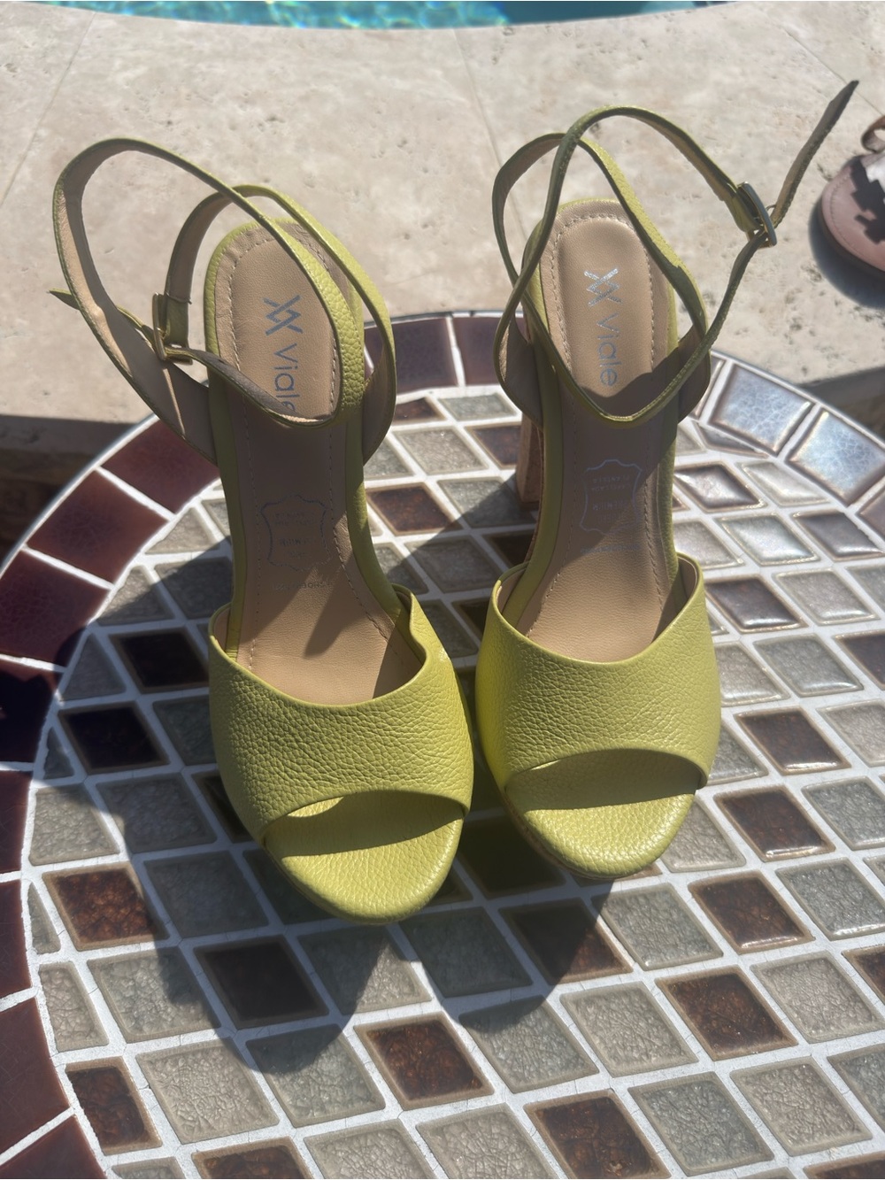 Viale Lime Green Open-Toe Ankle Strap Heels for Women